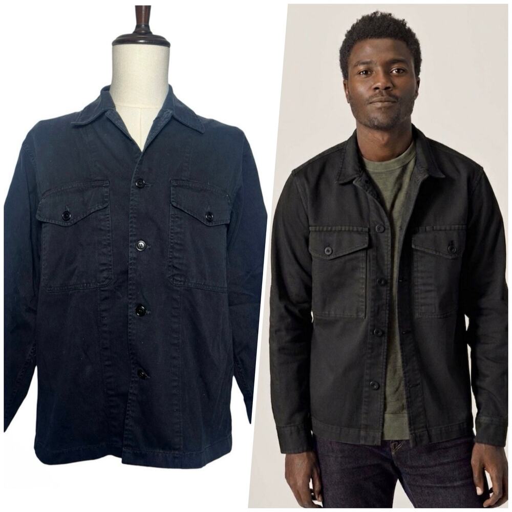 Buck Mason | Men | Faded Black Fatigue Bunker Twill Field Shirt Jacket | Medium